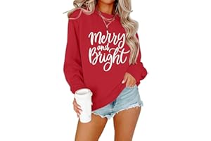 Fuyxxmer Christmas Sweatshirts for Women Merry Christmas Graphic Long Sleeve Shirts Xmas Holiday Party Pullover Blouse