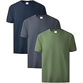 Little Beauty 3 Pack Men's Cotton T Shirts Short Sleeve Crew Neck Tshirts Casual Basic Tee Breathable Summer Tops