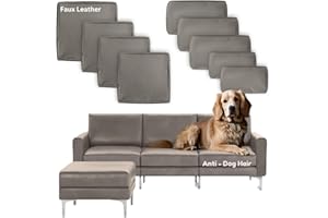 SUSIE'S GARDEN 9p Patio Cushion Covers Anti Cat Scratch Leather Outdoor Cushion Covers Replacement 100% Waterproof with Zipper for 4p Patio Furniture, Slipcover for Outdoor Furniture Cushions Taupe, Cover Only