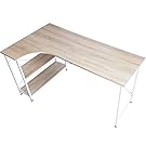 UNE BONNE(ウネボネ) L字デスク PCデスク 学習机 作業机 木製 北欧風 収納 幅140cm 左棚_オーク