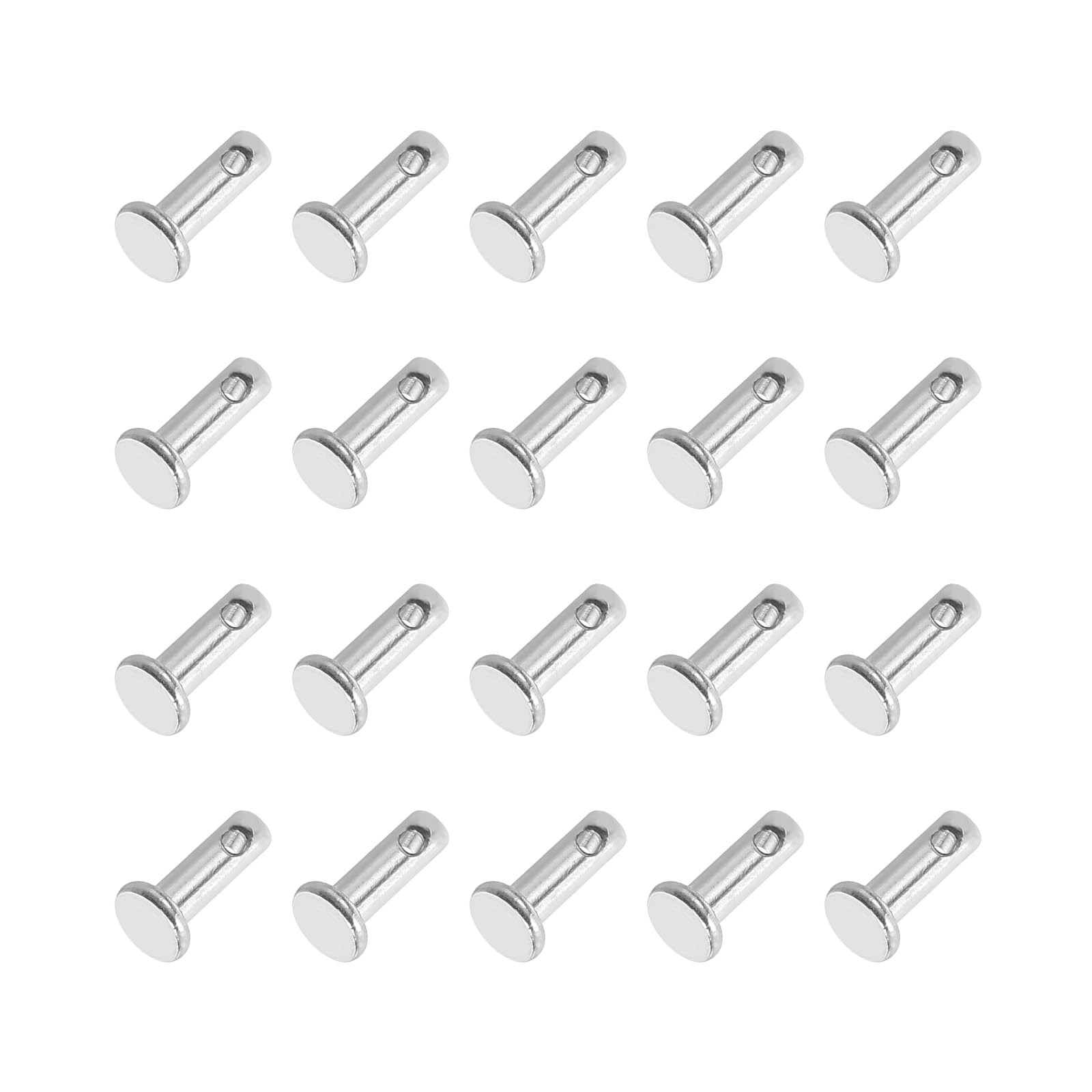 PATIKIL 3 x 8 Mm Single Hole Clevis Pins, 20 Pcs 304 Stainless Steel Flat Head Pin for Hitch Pin Lock Link Hinge Systems, Silver