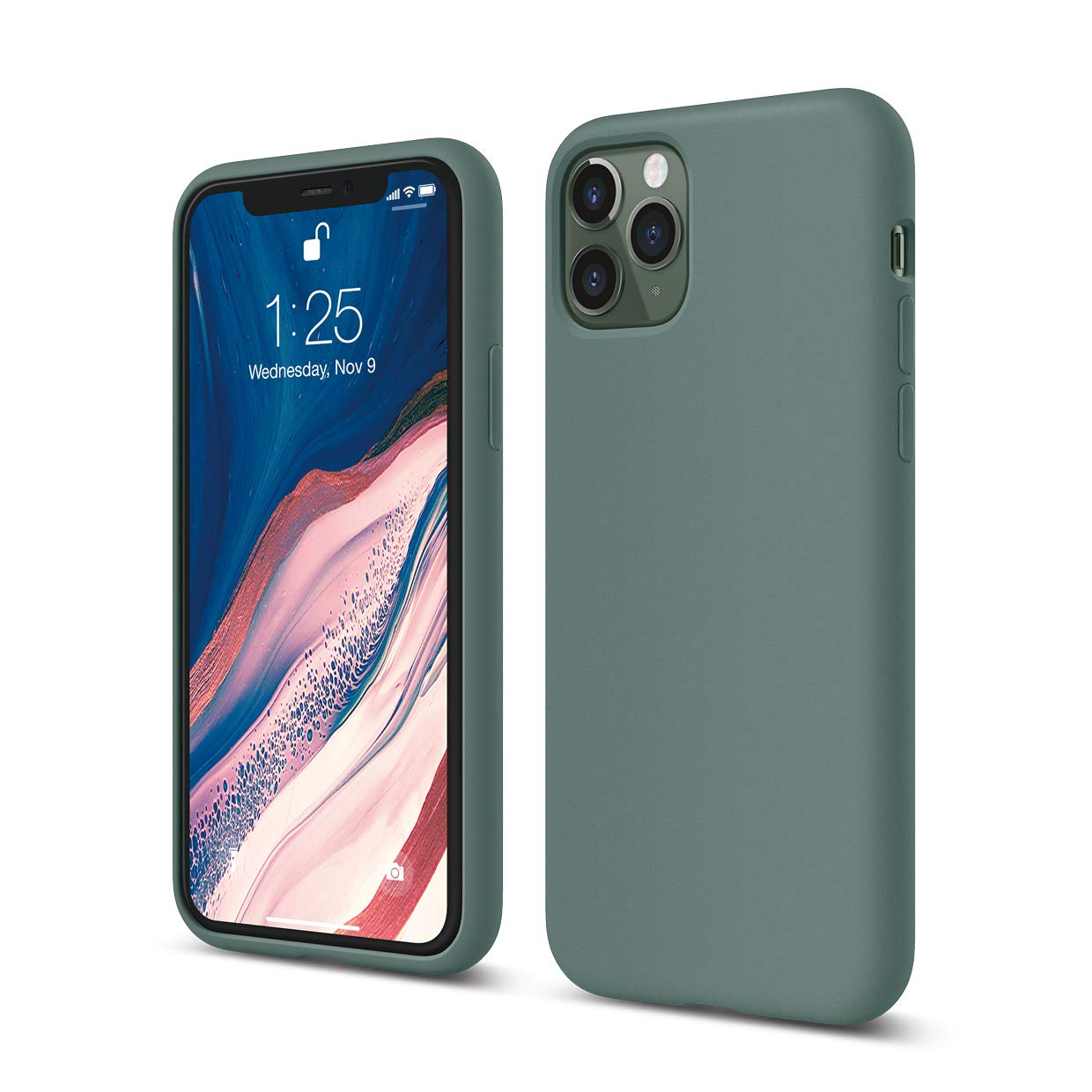 elago Silicone Case for iPhone 11 Pro (5.8 inches), All-Round Protection: 3-Layer Case, Night Green