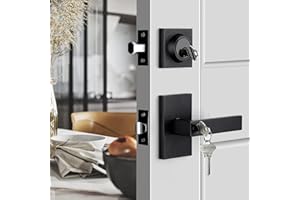 Haidms Black Exterior Door Lock Set With Deadbolt, Matte Black Front Door Handle, Keyed Alike Entry Locksets, Heavy Duty Zinc-alloyed Front Door Lock