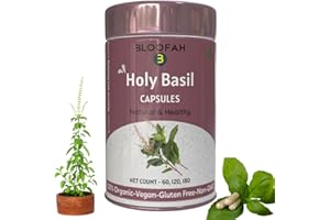 Bloofah Holy Basil Capsule 500 mg Indian Tulsi Leaf Extract Powder Supplement | Natural & Healthy, Organic, Vegan, Gluten-Free, Non-GMO - 60 Capsules