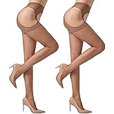 MANZI Suspender Pantyhose for Women 30D Sheer Garter Belt Tights Thigh High Stockings