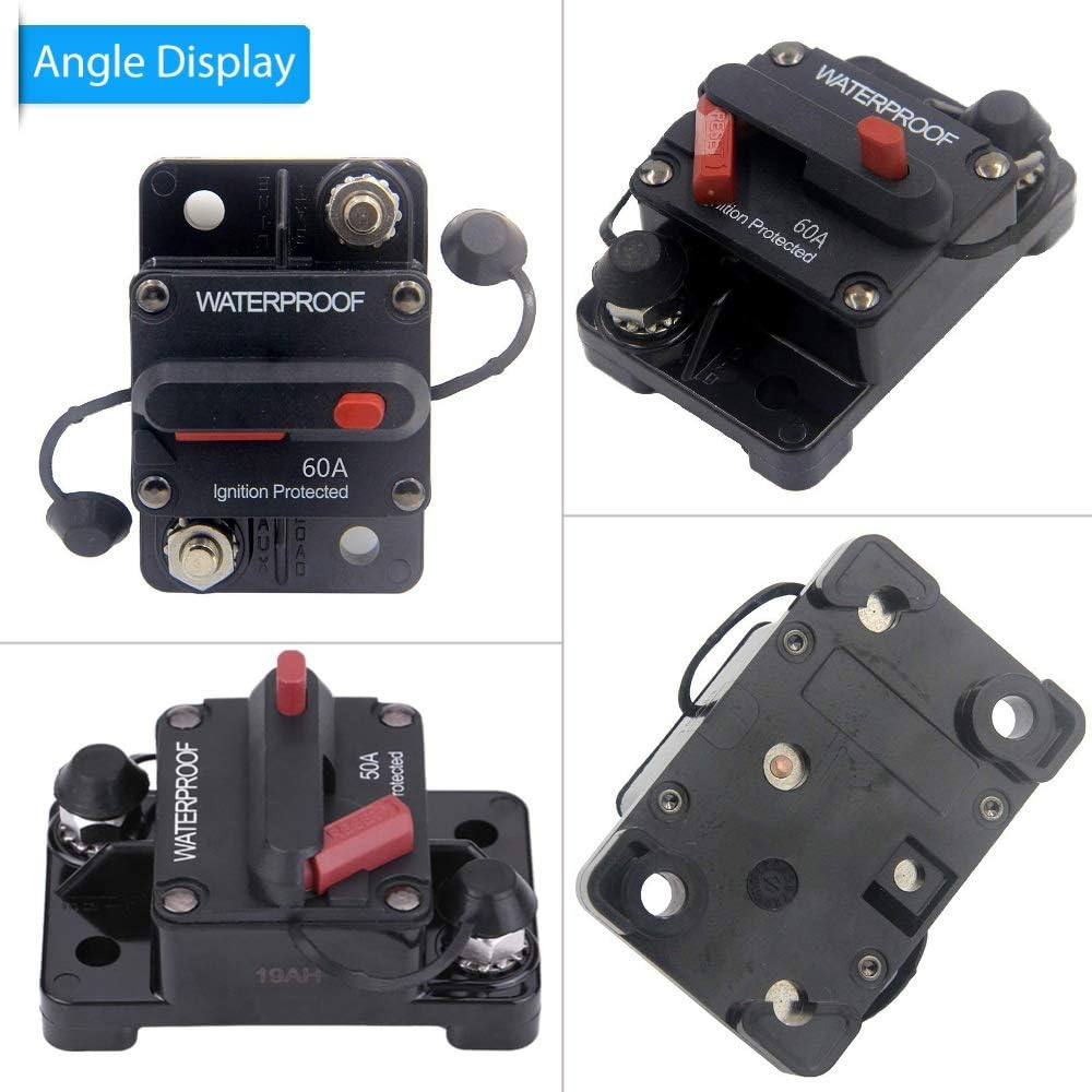 ANJOSHI 100A Auto Car Protection Stereo Switch Fuse Holders Inline Circuit Breaker Reset Fuse Inverter for Car Audio System Protection 12V-24V DC: Automotive