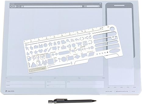 Loghot Set Of 3 Responsive Ui Design All In One Stainless Steel Draft Drawing Sketch Stencil Pencil Kit Template