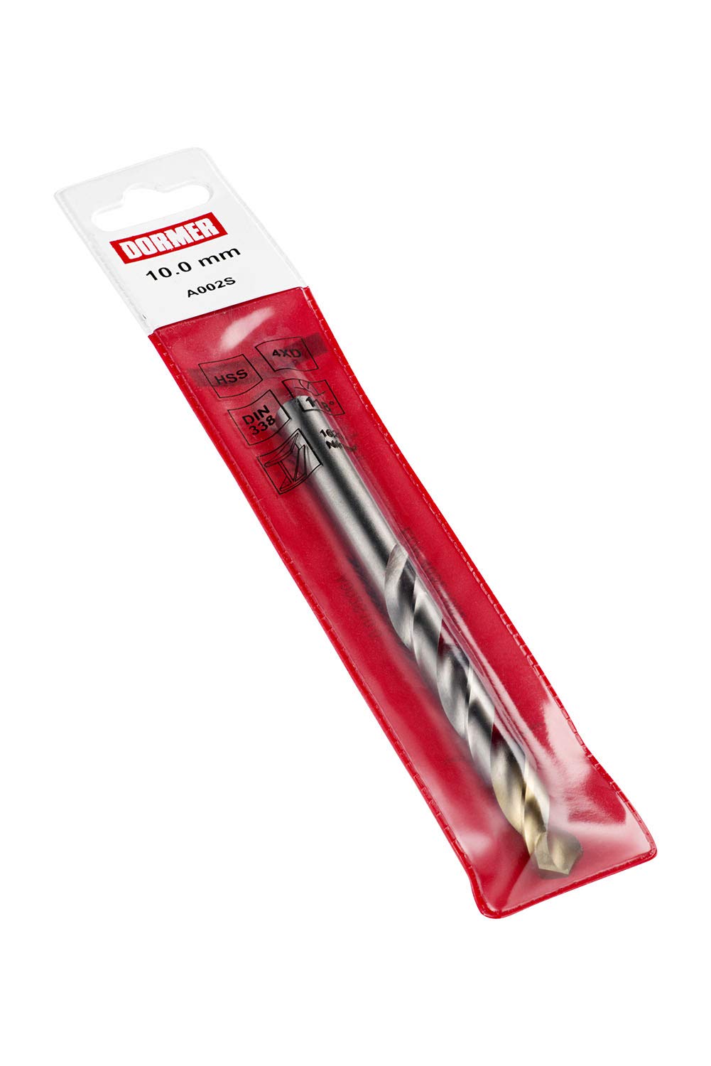 Dormer A002S HSS High Speed Steel Jobber Drill Bit with 118 Degree Tin Tipped Split Point, Single Pouch Pack