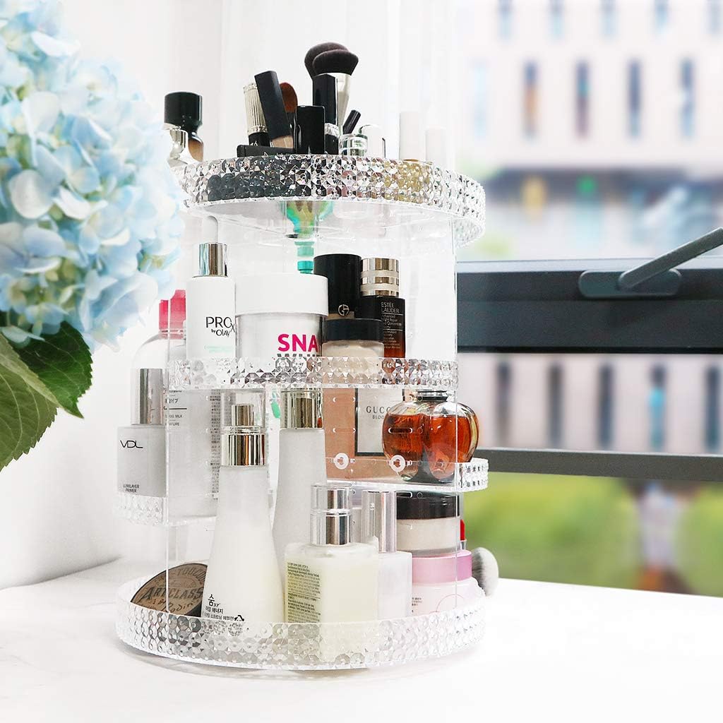 Awenia Makeup Organizer 360-Degree Rotating, Adjustable Makeup Storage, 7 Layers Large Capacity Cosmetic Storage Unit, Fits Different Types of Cosmetics and Accessories, Plus Size (Clear): Home & Kitchen