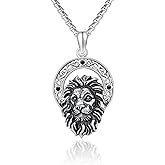 Animal Jewelry 925 Sterling Silver Lion/Dragon/Rabbit/Wolf Necklace for Men Women, Animal Lover Gifts, Vintage Jewelry Gift