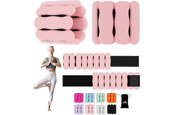Wrist Ankle Weights for Women Men Kids, Leg Arm Wrist Weights Bangles 1lb*2 2lb*2 Wearable Weights Pilates Weighted Bracelet