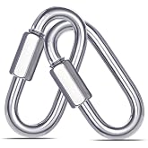 Heavy Duty Quick Link, 4IN Quick Chain Link (2PCS,Silver) | 2000LBS Loading Capacity,Galvanized Steel,Lock Connection.Multi-PCS for DIY &amp; Outdoor Uses.Suits Hammocks,Swings,Shade Sails