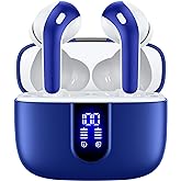 TAGRY Bluetooth Headphones True Wireless Earbuds 60H Playback LED Power Display Earphones with Wireless Charging Case IPX5 Waterproof in-Ear Ear buds with Mic for TV Smart Phone Laptop Computer Sports