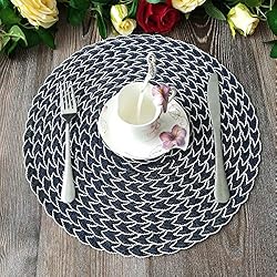 SHACOS Round Braided Placemats 15 inch Set of 4