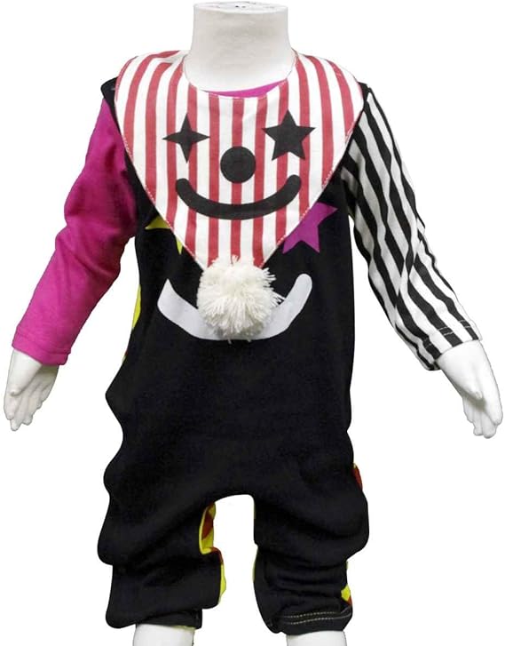 Amazon Co Jp ガールズベビー Blink ブリンク 女の子 子供用 ピエロさん風スタイ付ロンパース カバーオール 80cm ブラック 服 ファッション小物