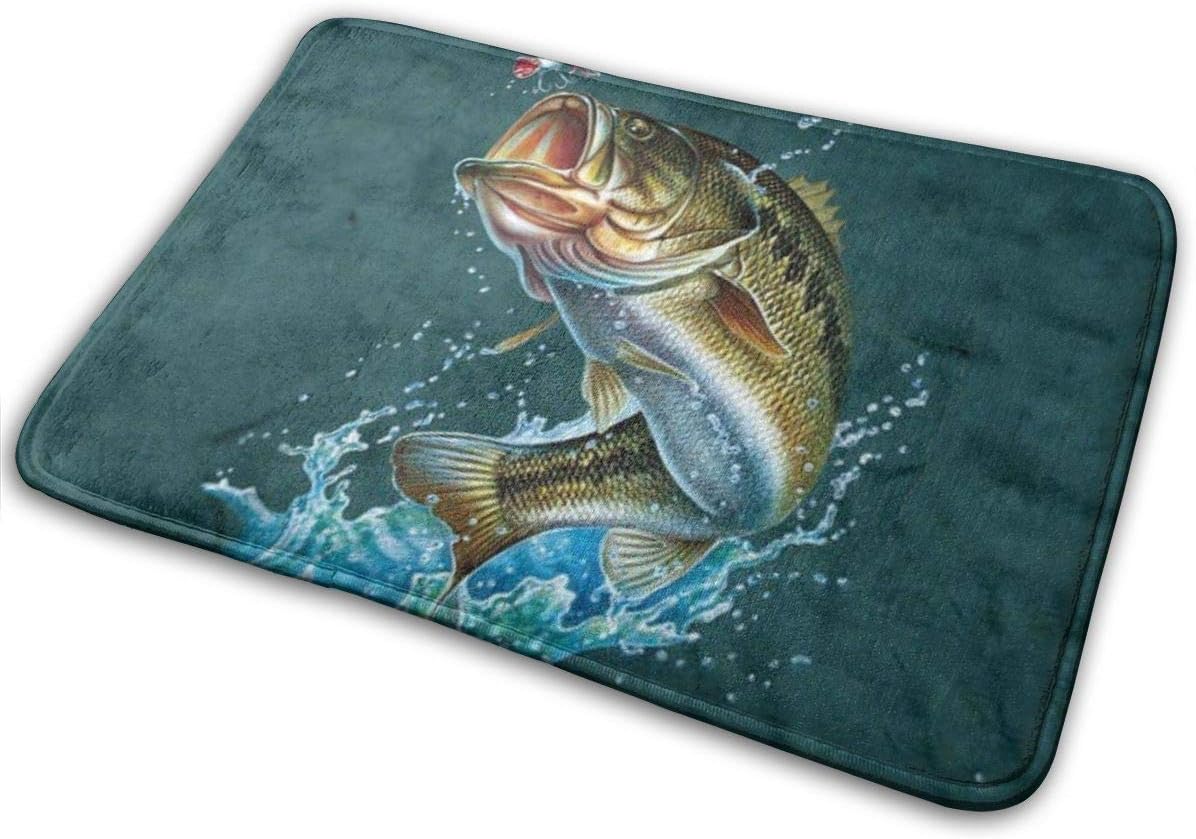 ghkfgkfgk Largemouth Bass Nature Doormat Entrance Mat Floor Mat Rug