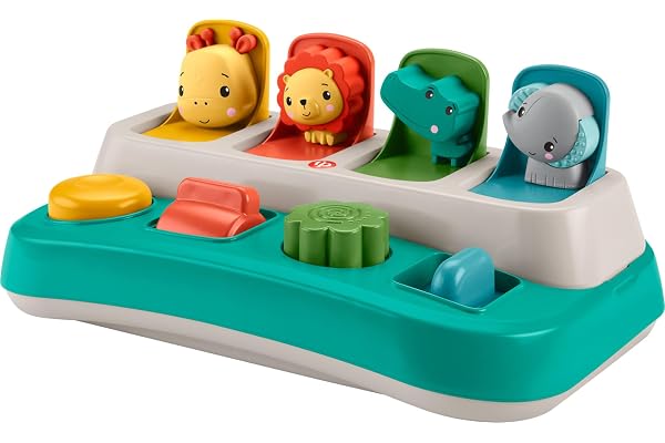 Fisher-Price Baby Early Learning Toy with Fine Motor Activities for Cause-and-Effect Play, Busy Buddies Pop-Up