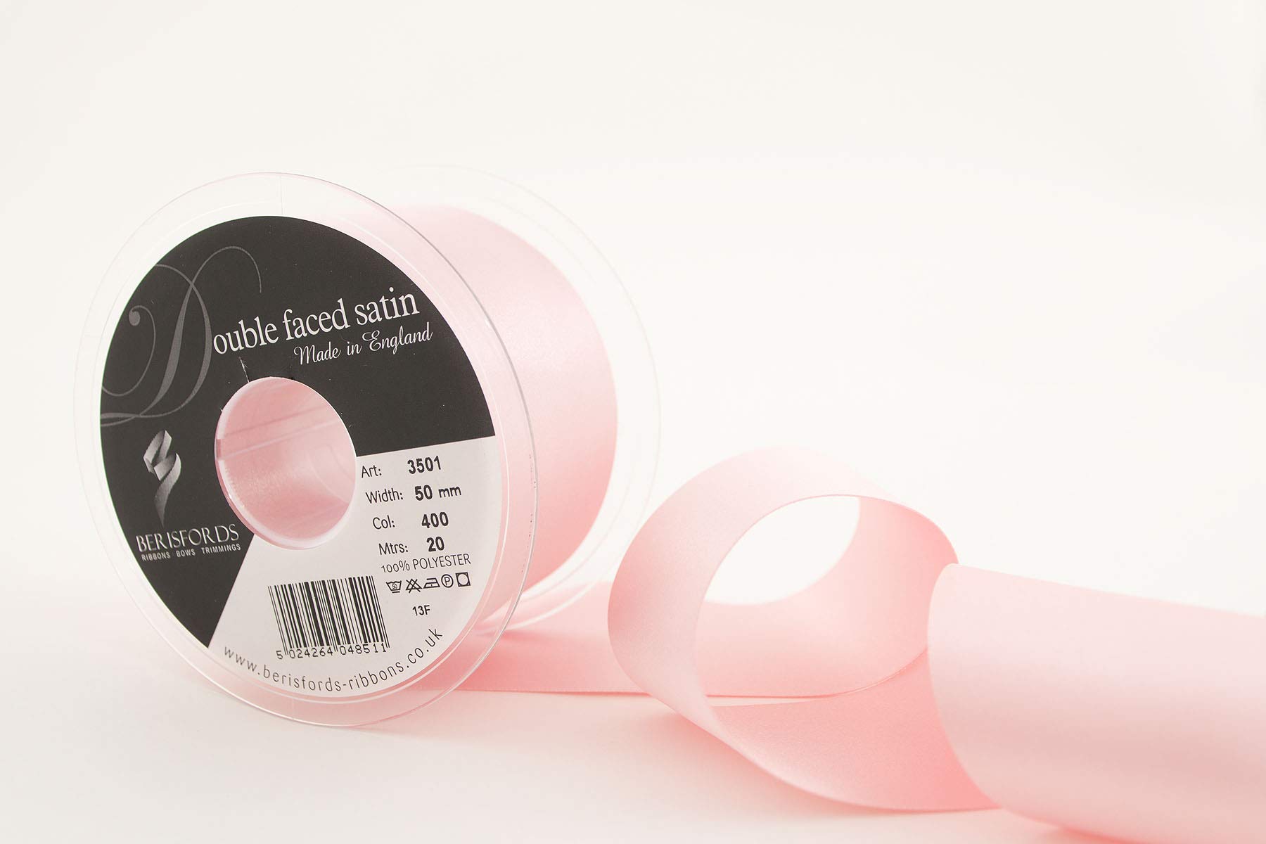 Berisfords Azalea Double Satin Ribbon, Pink, 50 mm