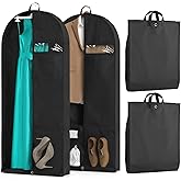 2 Pack Heavy Duty Garment Bags for Travel Suit Bags, Dress Bags, Garment Bags for Hanging Clothes with Pockets Men's Suit Holder for Cospaly, Shirts, Coats, Dresses (Black, 2Pack 43")