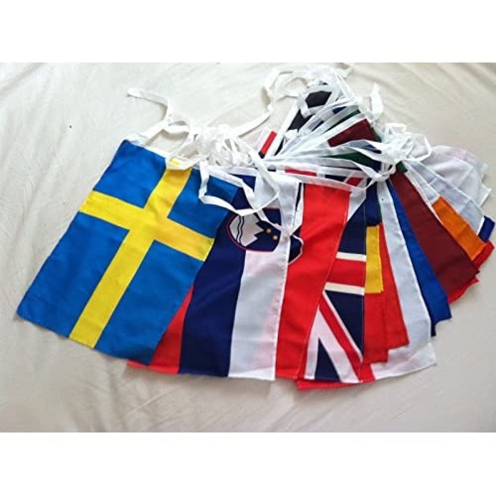 AZ FLAG - European Union 27 countries Bunting Flag - 55 Ft Garland with 27 Small UE members Flags 18'' x 12'' - 100% Polyester String Pennant - 17 meters