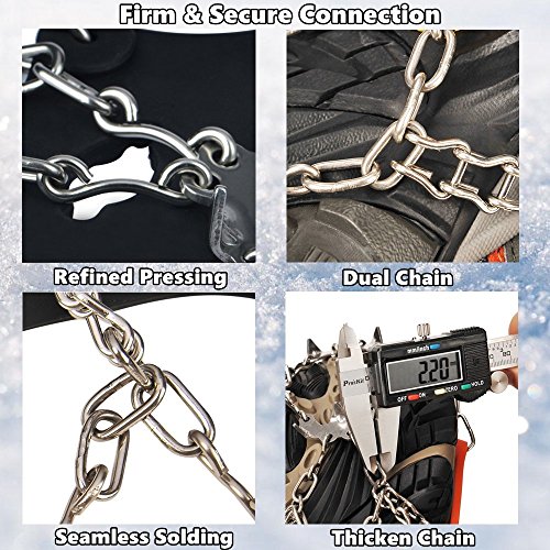 Crampons Universal Flexible Anti-Slip Ice Grips Snow Traction Cleats Ice Spikes Crampon with Stainless Steel Chain for Climbing Hiki(19Teeth black L)
