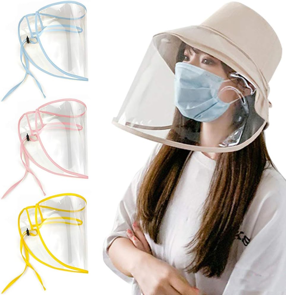 Pcongreat Protective All Face Shield, Adjustable, Anti Droplet, Dust-Proof Full Face Covering Clear Protective Visor Shield Black Adult