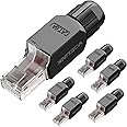 VCELINK RJ45 Connector Tool-Free, CAT6A Field Termination Plug, Gold Plated Modular Plug, UTP CAT6A Connector Toolless for 23 to 26 AWG Network Cable, 6 Pack, Black
