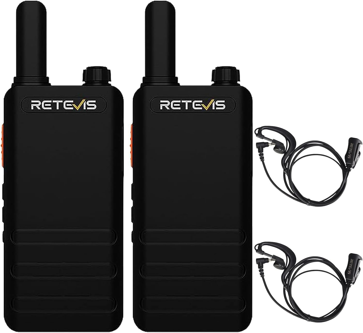 Retevis RT622P Walkie Talkie Rechargeable, PMR446 Walkie Talkie Lightweight, USB C, 1620mAh, VOX Hands Free, Portable 2 Way Radio with Headset for Family, Retail, Restaurant (2 Pack, Black)