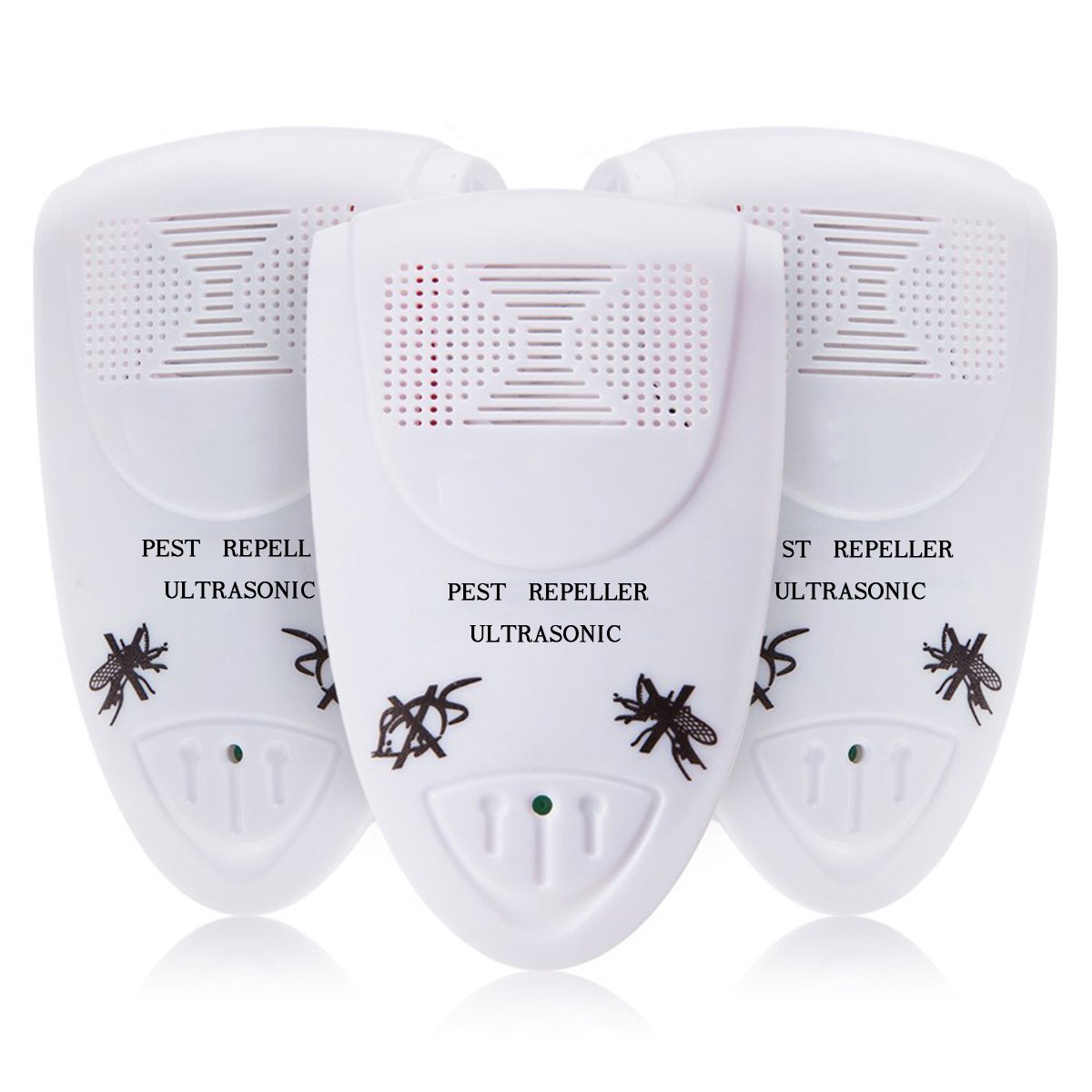 Ultrasonic Pest Repeller 3 Packs White Plug In Insect Control Indoor Electronic Repellent
