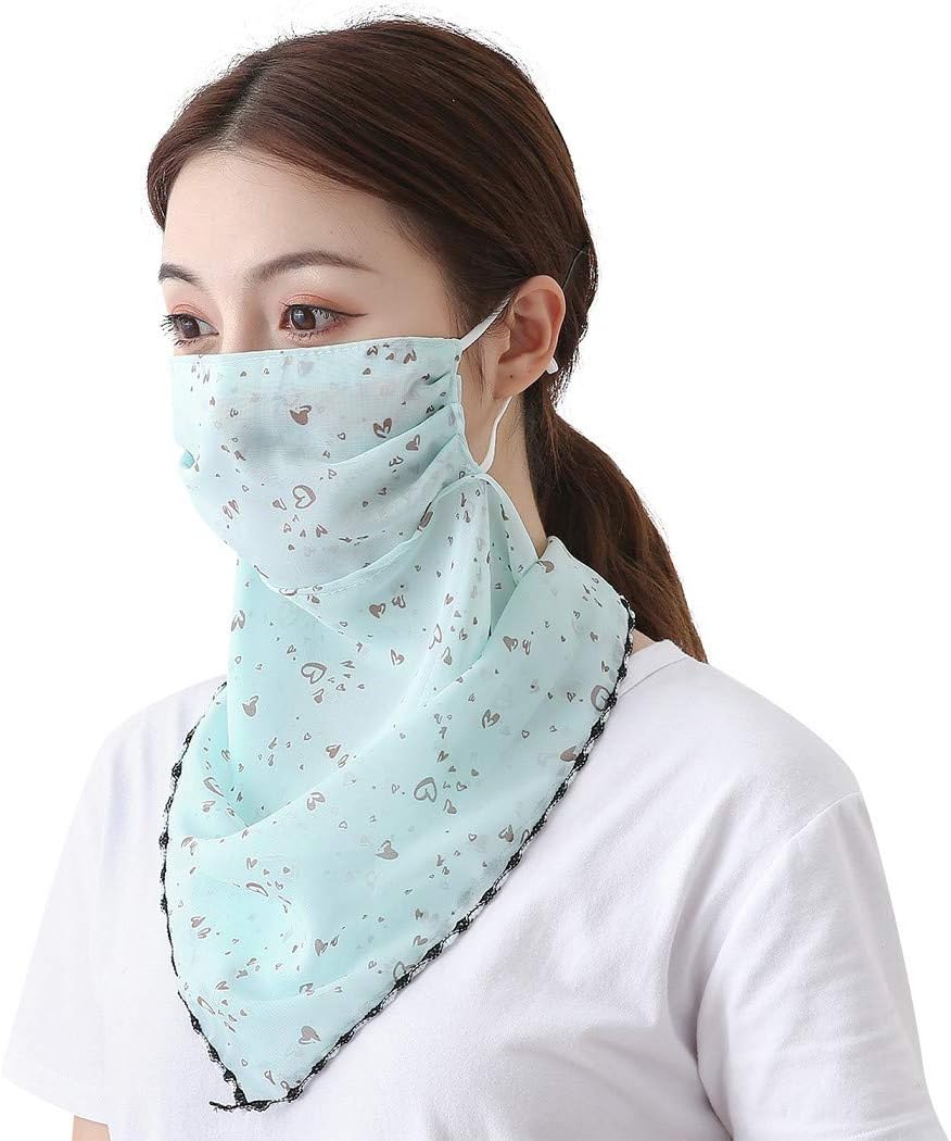Face Covering Scarf Veil for Women Neck Covering Scarf Riding Cycling Ear-hanging UV Face Covering Neck Scarf Badana Triangle Scarf Sunscreen Summer Dustproof Windproof Neck Scarf Badana