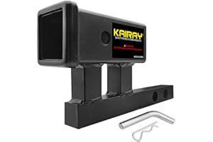 KAIRAY 1-1/4 inch to 2 inch Hitch Adapter Trailer Hitch Extension Riser with 4 inch Rise and 3-3/8 inch Drop for Class I and Class II Receivers