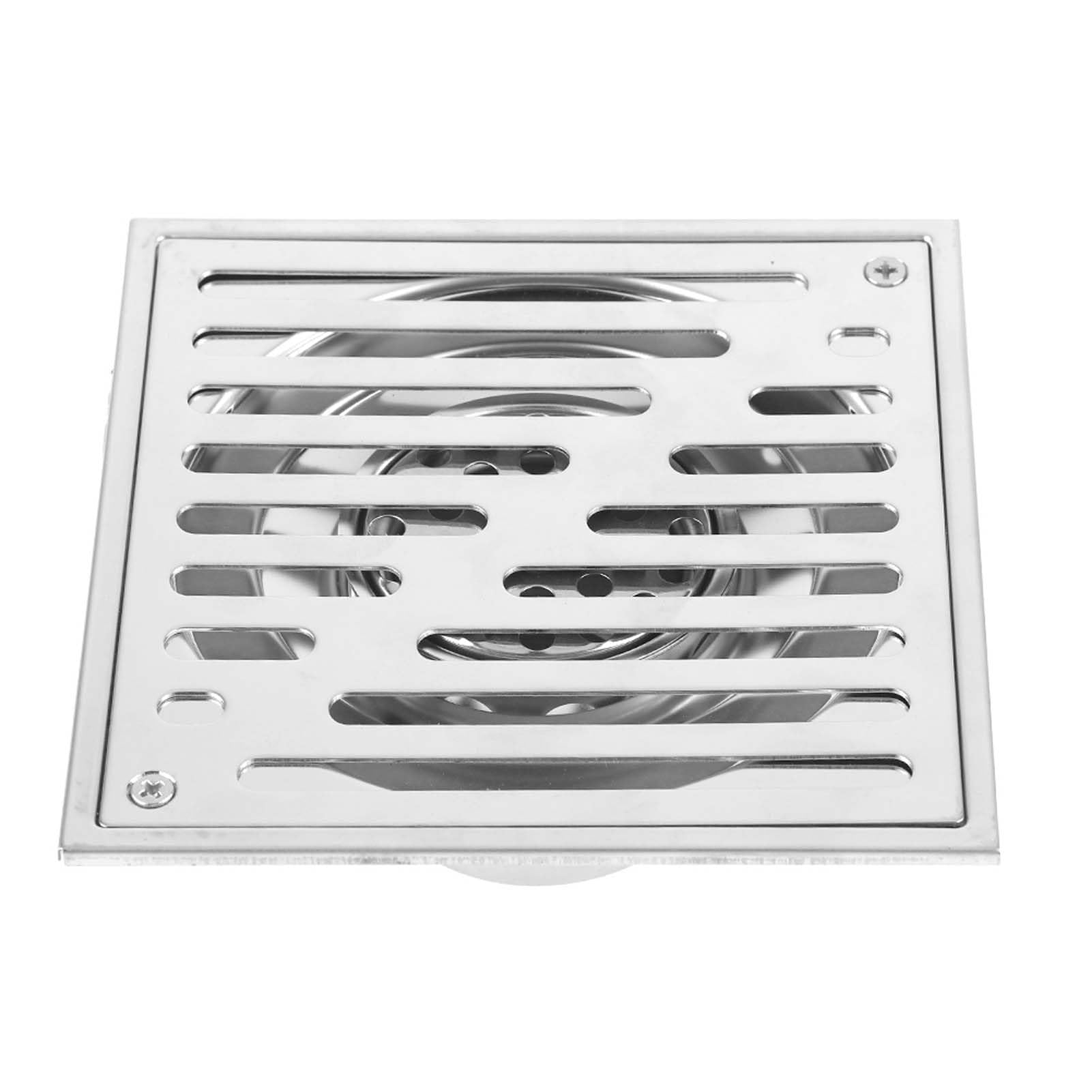 Square Shower Floor Drain, Bathroom Tile Insert Drain, Chrome Floor Drainer with Removable Strainer Cover, Anti-Clogging Shower Drain for Bathroom, Kitchen, Washroom, Garage ¨C 150x150mm