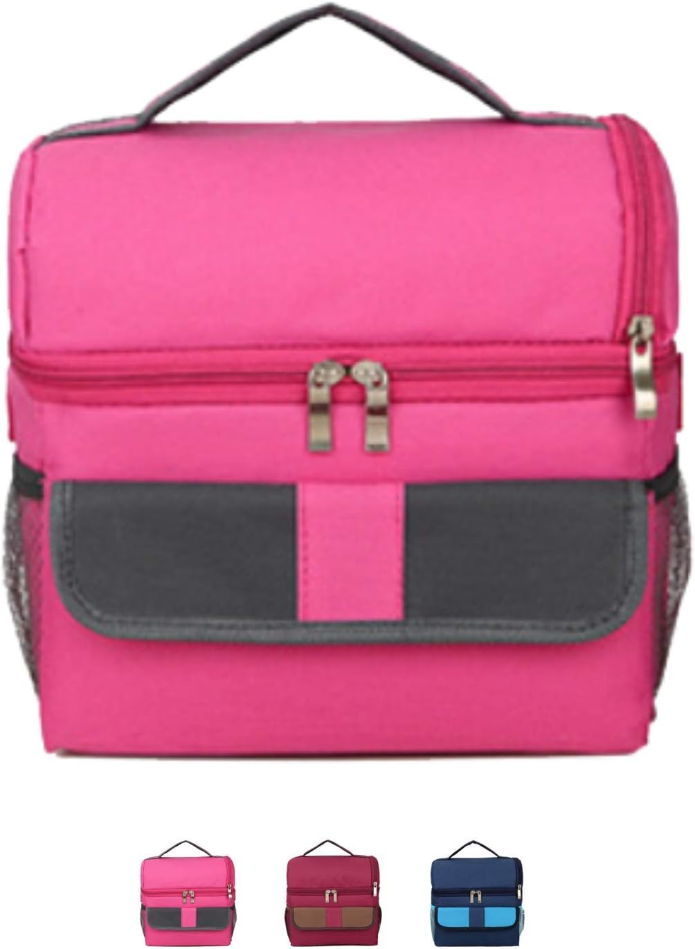 Insulated Lunch Bag for Women Men Ladies. Tote Adult Pack Lunch Bags for Work School Picnic and Outdoor Activities. (Pink)