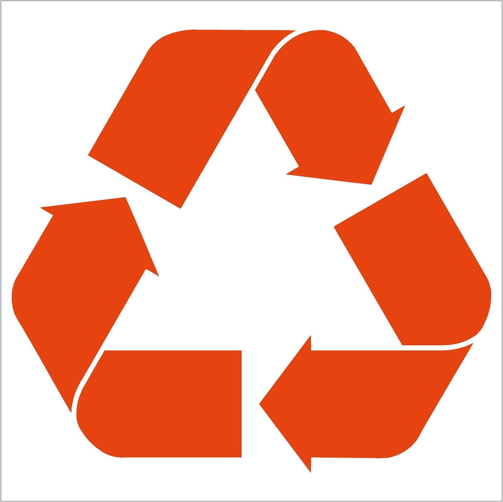 Recycling Symbol Vinyl Cut-Out Sticker- Trash CAN, Garbage CAN Decal (4" (2 Pack), Orange)