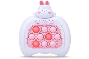 HLXY Fast Push Bubble Game, Upgraded Handheld Pop Fidget Toys, Electronic Quick Push Game, Christmas Toys Gifts for 6 7 8 9 10 11 12 Years Old Girls Pink Bunny