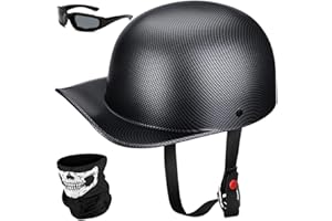 Yesmotor Baseball Motorcycle Helmet Half Cap for Bike Cruiser Chopper Moped Scooter- Dot Approved