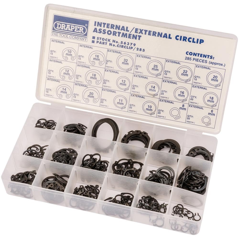 Draper 56379 Internal and External Circlip Assortment, 285 Pieces — image 1