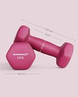 SONGMICS Dumbbells Set 2x1 kg Neoprene Hex Coated Pink SYL902P01 view 8