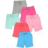 MISS POPULAR Girls 6-Pack Bermuda Short Sizes 4-16 Comfortable Cotton, Elastic Waistband, Bow-Tie, Pockets & Many Colors