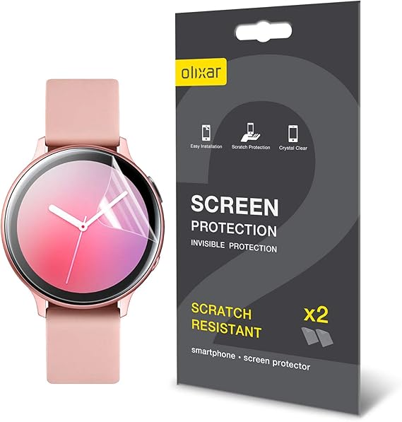 Olixar For Samsung Galaxy Watch Active 2 Screen Protector Compatible With 40mm Model Tpu Film Protection 2 Pack Anti Scratch Crystal Clear Easy Application Amazon Ca Cell Phones Accessories