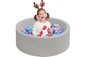IAGBIBUI Baby Ball Pit for Toddlers, 35.4"x 11.8" Foam Ball Pit for Kids, Soft Round Ball Pool for Baby, Indoor and Outdoor Playpen, Ideal Gift for Children, Grey, (Balls not Included)
