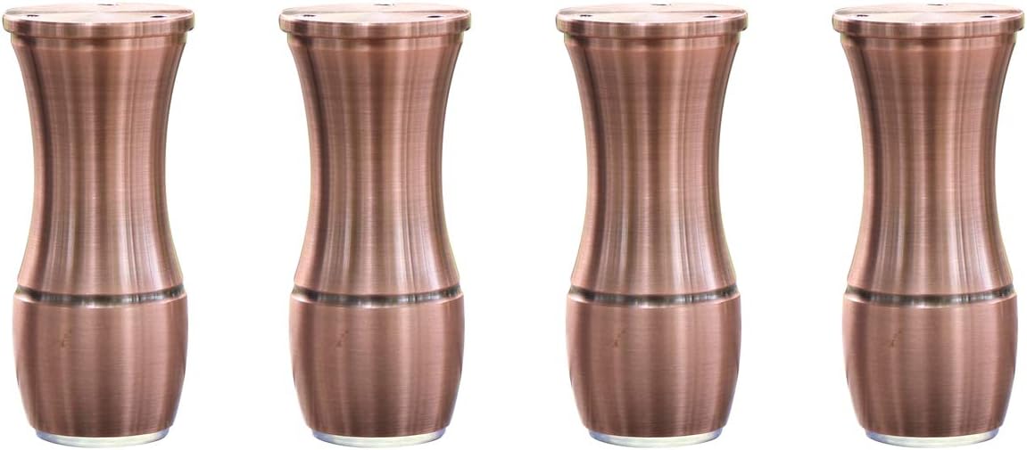 Heavy Duty Adjustable Aluminum Furniture Legs, Furniture Feet with Non-Slip Transparent Rubber Base for Table Cabinet Sofa Chair, Home Décor (Set of 4) 4" Copper