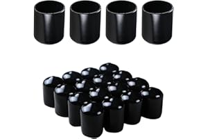 Aopin Rubber Round End Cap Cover 0.79 Inch (20mm) Screw Thread Protectors PVC Flexible Tubing Pipe Protective Bolt Screw Thread Protector Safety Cover | for Pipe Post Tubing Rod Cover 20 Pcs (Black)