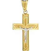 Jewels By Lux 10kt Gold Two-Tone Mens Cross Crucifix Religious Charm Pendant