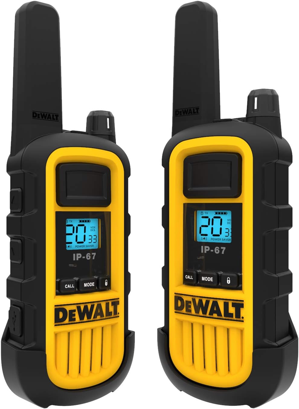 DEWALT DXFRS800 2 Watt Heavy Duty Walkie Talkies - Waterproof, Shock Resistant, Long Range & Rechargeable Two-Way Radio with VOX (2 Pack)