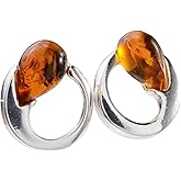 Amber Earrings - Baltic Honey Amber Stud Earrings "Nelia" - Sterling Silver Jewelry Collection