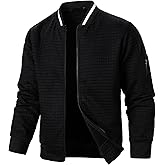 Blokehoway Men's Lightweight Jackets Casual Light Jackets for Men Waffle Bomber Jacket Varsity Coat with Zipper