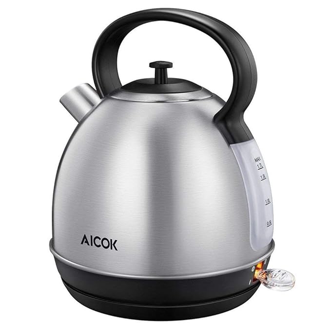 Aicok Electric Tea Kettle, 1.7Liter Brushed Stainless Steel Kettle