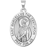 PicturesOnGold.com Saint Marcellus The Centurion Oval Religious Medal - 3/4 Inch X 1 Inch - Sterling Silver