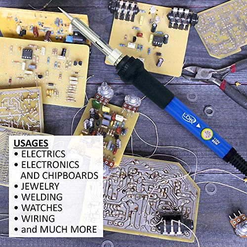 LDK Soldering Iron Kit Electric 60W 110V Adjustable Temperature Soldering Gun Welding Tools, 5pcs Replacement Tips, Stand and Solder Wire Tube (Basic) - Thumbnail 5